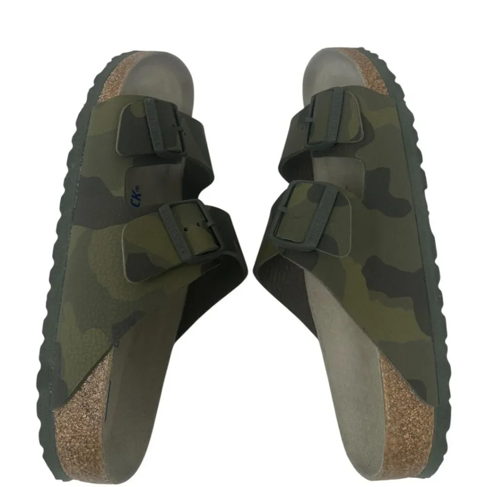 New Birkenstock Arizona Soft Footbed Birko-Flor Desert Storm Camo Green Clogs 9 - Picture 4 of 9